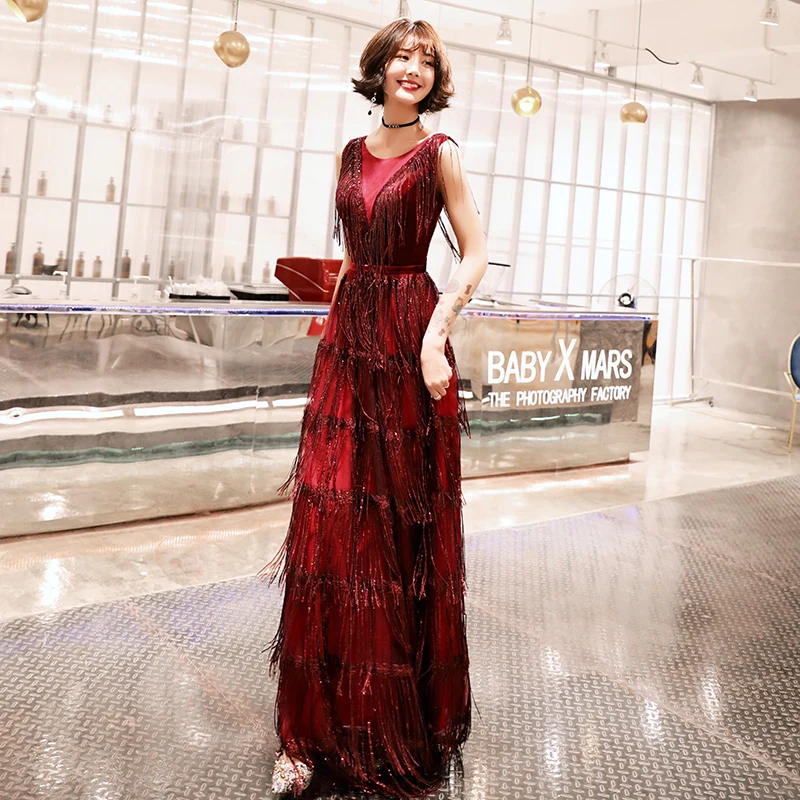 

Evening Dresses 2019 New Elegant Sequined Evening Gowns Long Formal Evening Dress Styles Women Prom Party Dresses LYFY84