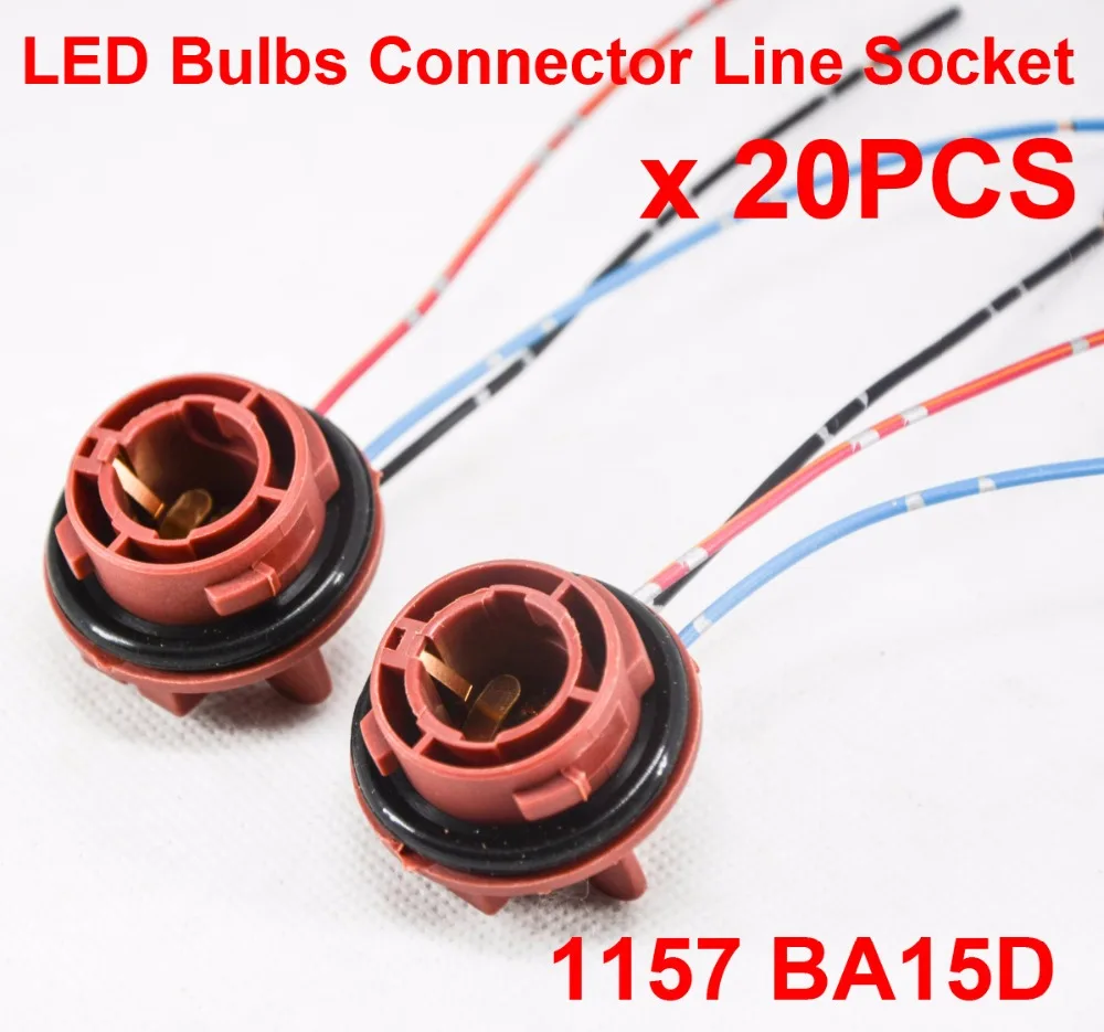 20PCS 1157 BA15D LED Bulbs Holder Socket Wire Connector Extension Turn