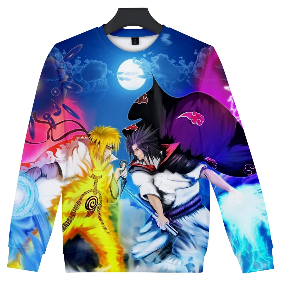 

Uzumaki Naruto Uchiha Sasuke Handsome cos summer hot long-sleeved casual T-shirt unisex bottoming couple love parent-child