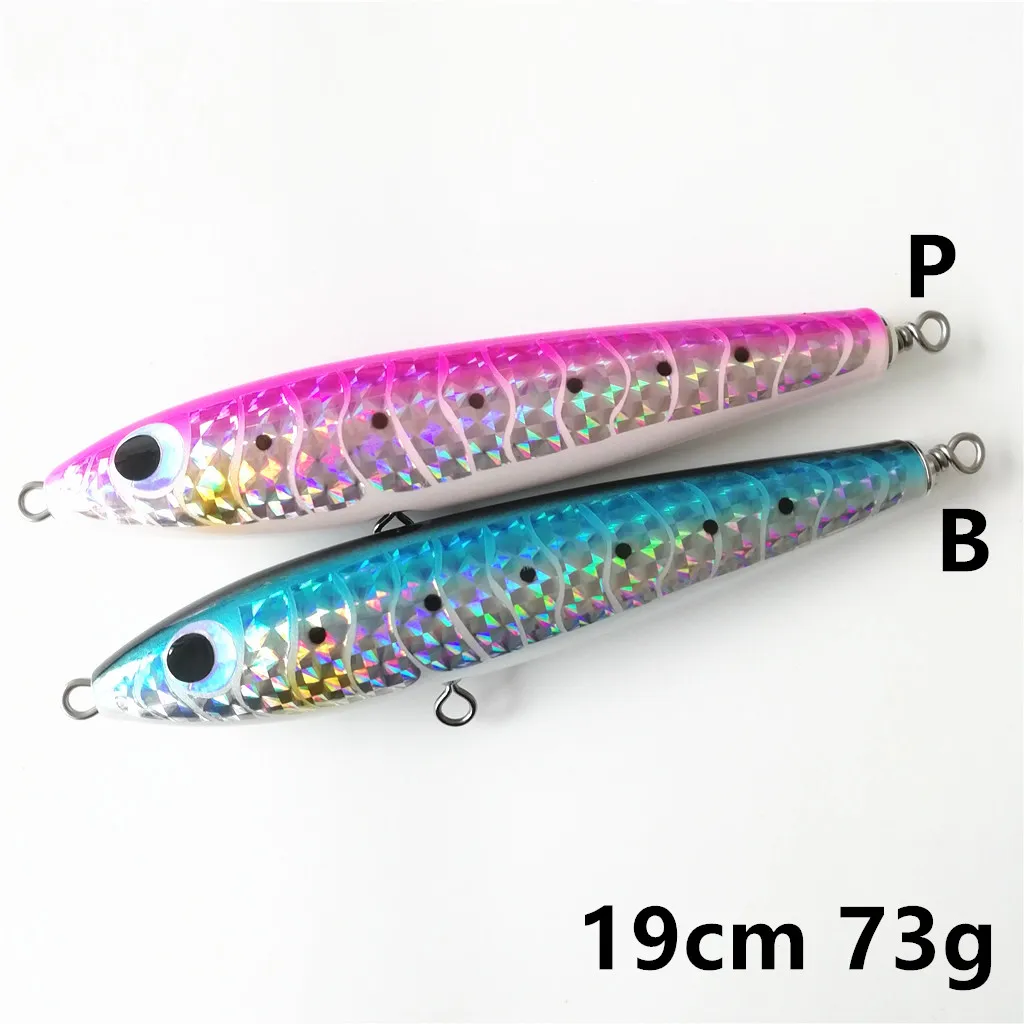 Swolfy 2pcs 19cm 73g Stickbaits Hard Wood Pencil Saltwater floating fishing wobbler Big Game Fishing Lure