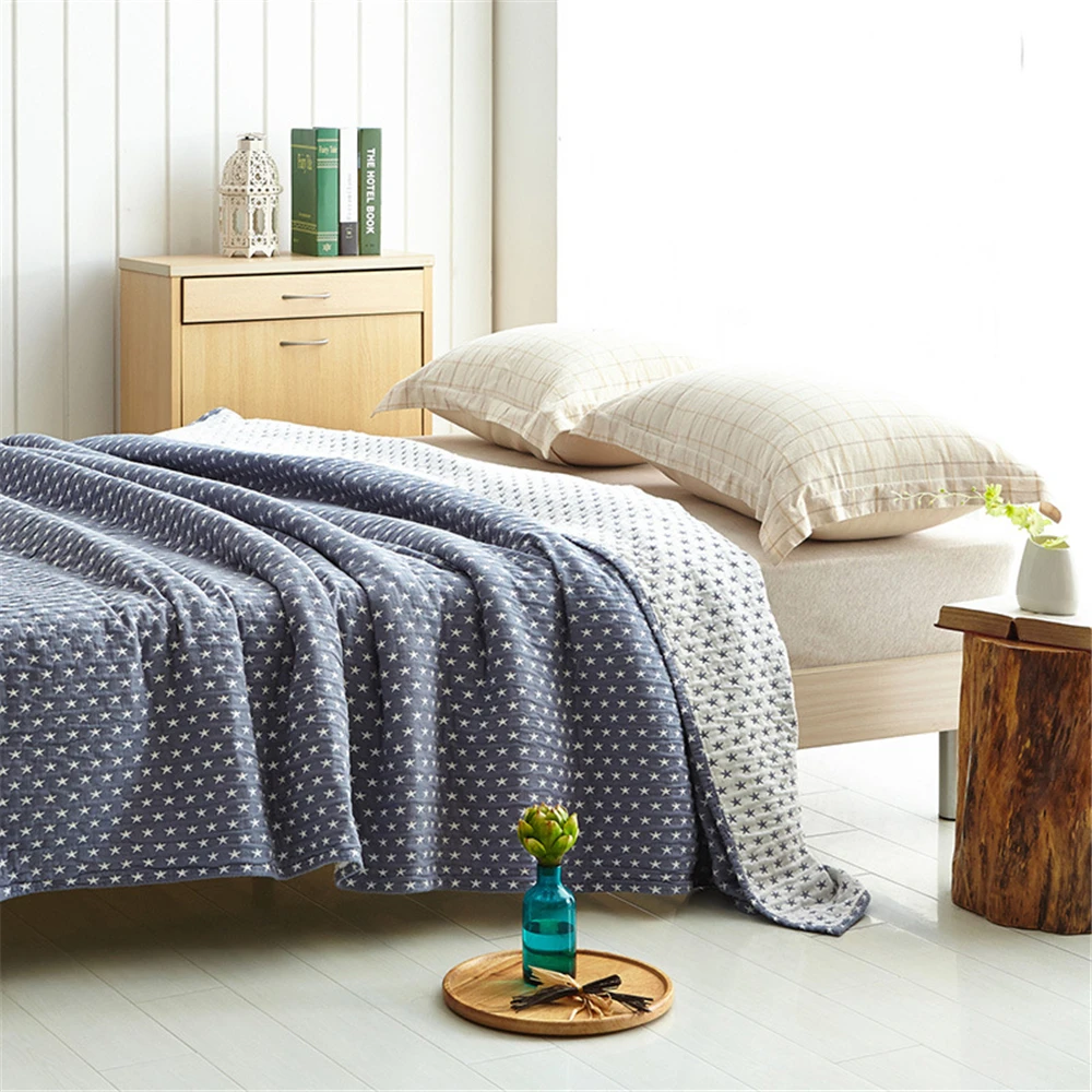 Японское стильное летнее одеяло для машинной стирки, мягкое стеганое одеяло для комнаты, двойной размер, хлопок
