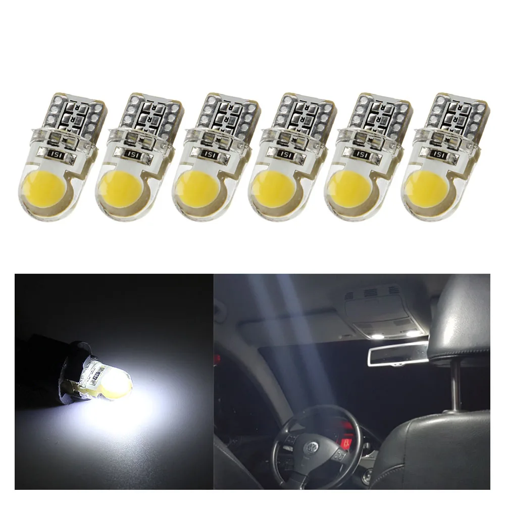 

6X Auto T10 LED W5W LED Bulbs White 194 168 LED Lamp 501 COB silicone shell Car LED Lights Super Bright Turn Side Lamp 12V