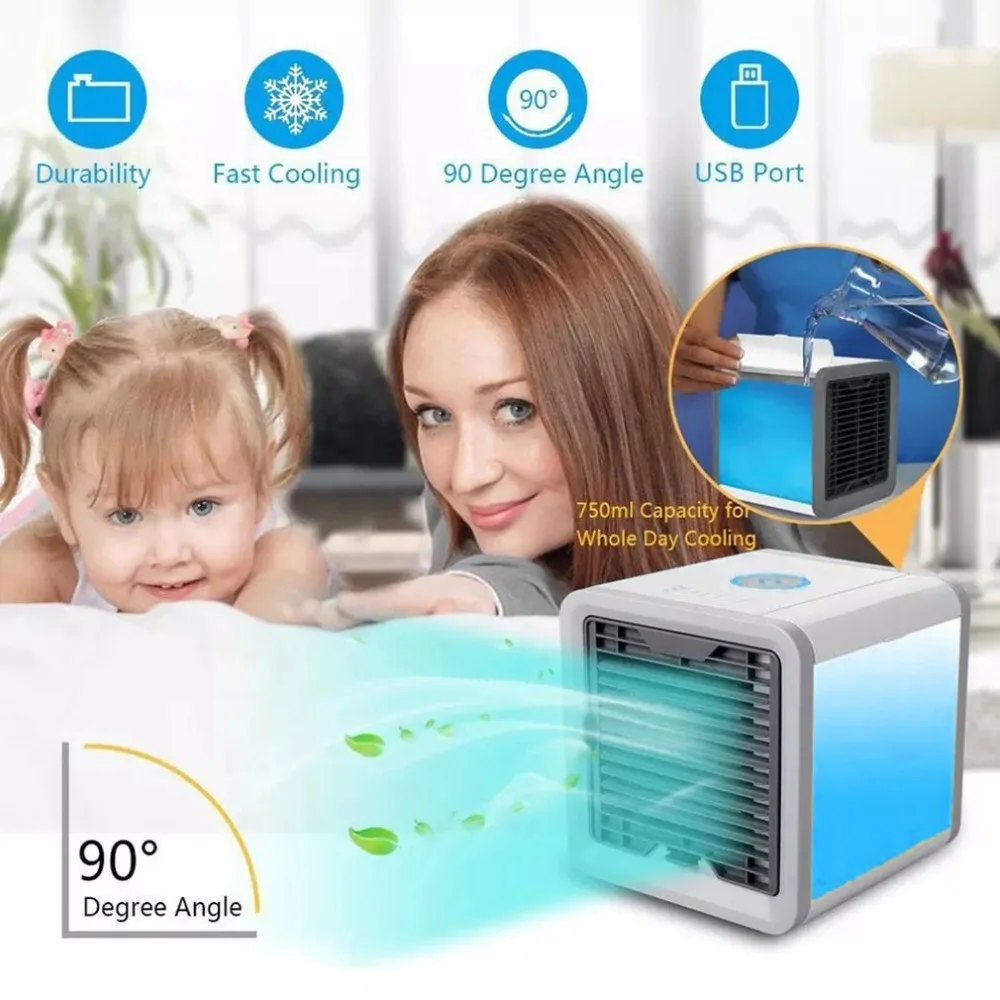 

New Mini Air Conditioner Multifunction Cooling Fan with 7 Colors LED Lights Air Humidifier Purifier Air Cooler Summer Home