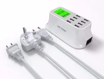 

Smart Display US UK EU Plug Wall Charger 8 USB Port Home Travel Adapter 5V 8A AC Power Socket Charger For Phone Tablet Camera