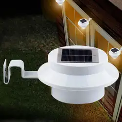 1 шт. Солнечный 3LED водосточный светильник для забора наружная настенная крыша садовый фонарь освещение Холодный белый