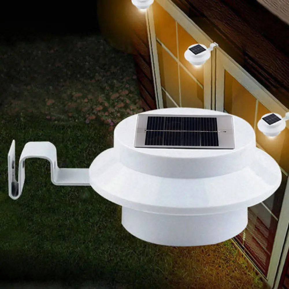 

1PCS Solar Powered 3LED Gutter Fence Light Outdoor Wall Roof Garden Yard Lamp Lighting Cool White
