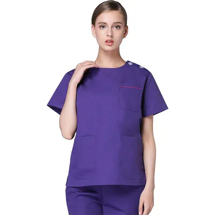 Медицинская униформа, больничные скрабы, набор медсестры, зубная рабочая одежда, Спа салон, топ+ штаны, набор,, 2 предмета, скраб - Цвет: Фиолетовый