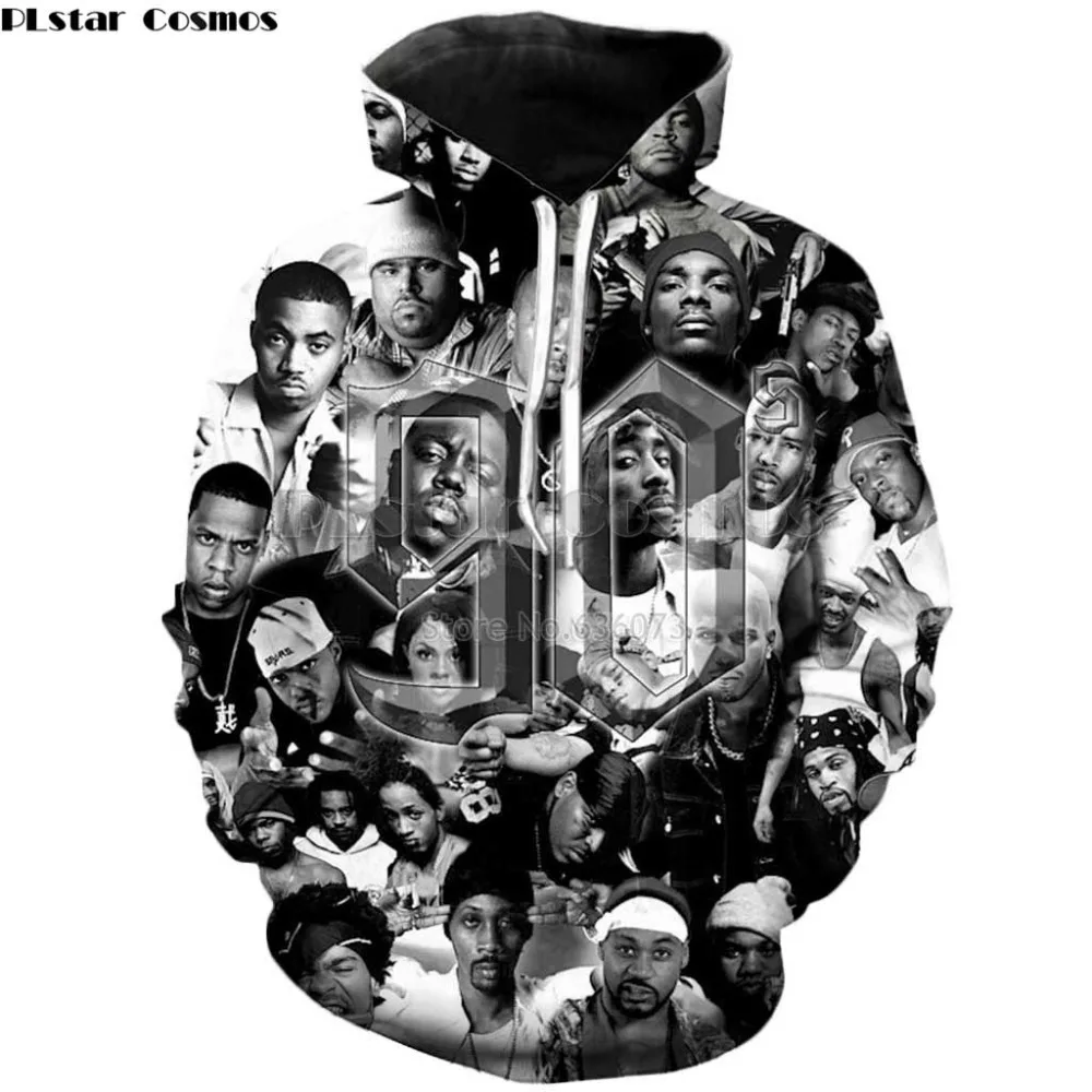 

PLstar Cosmos 2019 New Fashion 2pac Tupac hoodies 90s rapper Character collage Print 3d Hooded Sweatshirt Unisex Hip hop Hoody