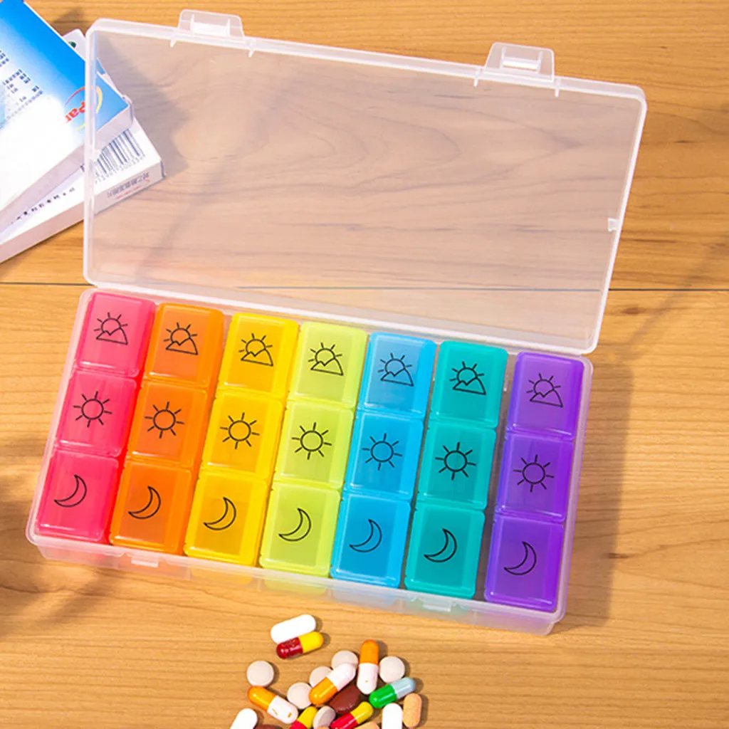 

2019 1PCS 7 Colors 7 Days Weekly Tablet Pill Medicine Box Holder Storage Organizer Container Case Pill Box Splitters Pastillero