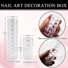 2 шт./лот, новое качество, 6/10, комбинированные чистые пустые пластиковые косметические горшки/банки для дизайна ногтей