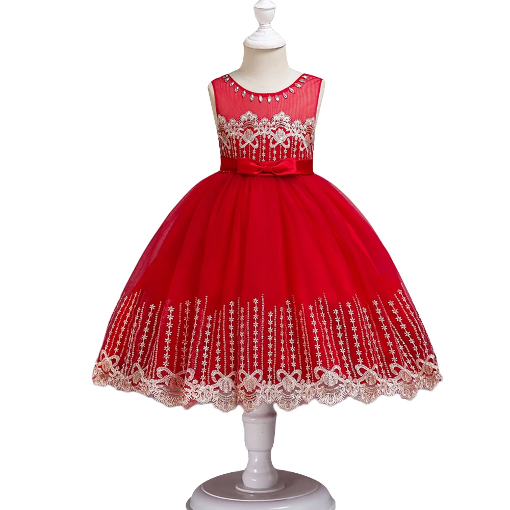 

BAOHULU Baby Teens Red Christmas Dress Wedding Party Gown Children Kids Fancy Dresses Frock for 1 2 3 4 6 8 10 12 14 Years Girls