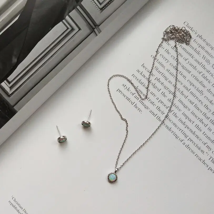 

2018 High Quality Fire Opal Natural Stone 100% 925 Sterling Silver Round Pendant Delicate Thin Silver Chain Necklace Jewelry