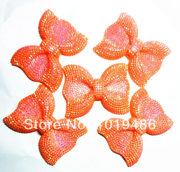 

50pcs/ Lot Orange color Middle Vertical Hole 42x54MM Chunky Resin Acrylic Rhinestone Bows Beads for Chunky Necklace Jewelry