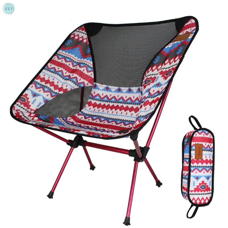 

Simple Folding Chair Colorful Mesh Folding Moon Chair Fishing Chair Director Chair Aluminum Chair Ultra Light Portable Leisure