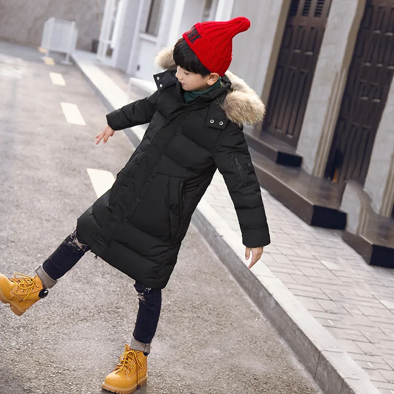 30 градусов детская пуховая куртка зимняя детская теплая зимняя верхняя одежда парки Пальто для подростков мальчиков 8 10 12 14 16 лет длинное пальто
