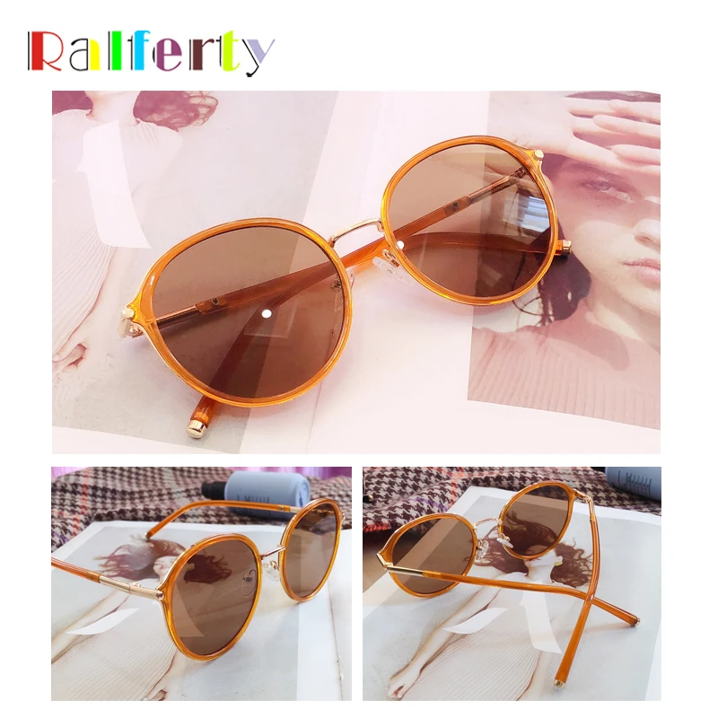 Ralferty Korea Style Round Sunglasses Women Vintage Retro Mirrored Sunglass Female Sun Glasses For Women lunette Oculos M7098