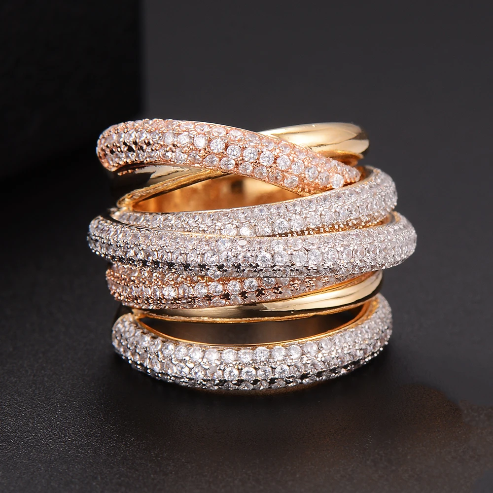 GODKI Monaco дизайнерское роскошное массивное стекируемое кольцо для женщин Свадебное фианит обручальное Дубай панк Свадебный Топ кольца на палец