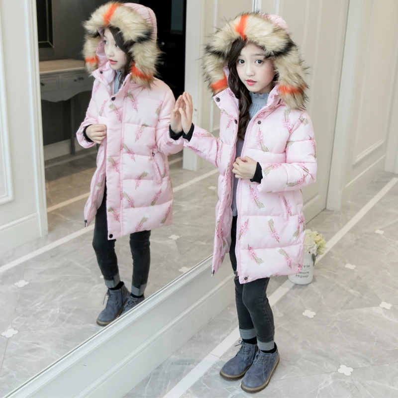 

Girls Cotton-padded Outerwear & Coats 2018 New Winter Children Warm Clothes Parka Girls Faux Fur Collar Jacket 4 6 8 10 12 Years