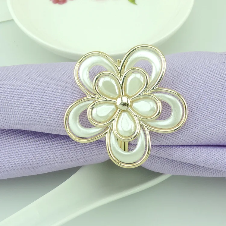 

6PCS hotel soft table dining table jewelry plastic flower napkin ring napkin buckle napkin ring hollow double white mat towel bu