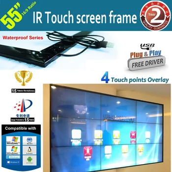 

Free Shipping 55" IR Touch Screen Frame With 4 Touch Points Waterproof Anti-Sunlight, No Blind Zone For Any Size