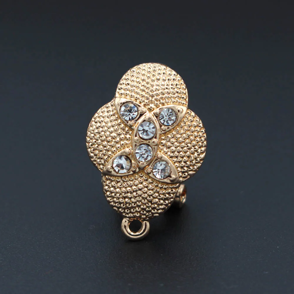 

African Earrings Post with Loop Connectors Paved CZ Nigerian Chile Women Wedding Jewelry Ear Clip Clasps Earring Findings DIY