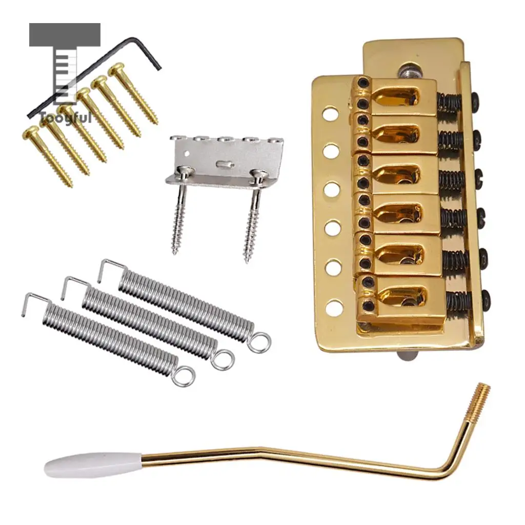 Tooyful 6 String Flat Saddle Tremolo Bridge System for FD ST Electric Guitar  Gold