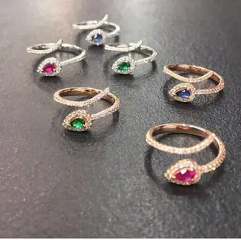 

european elegance full finger cz ring adjusted open design various color cz stone High quality Drop shipping Trendy finger rings