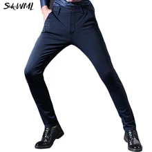 SUKWIML мужской костюм брюки модные официальные мужские черные брюки прямые брюки мужские облегающие Свадебные брюки размер 28-38