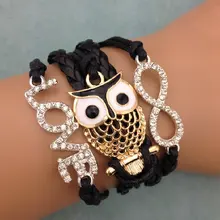 1 шт. бесконечность, ладони и anghor браслет. металл очарование, воск шнур, кожаный браслет 3439