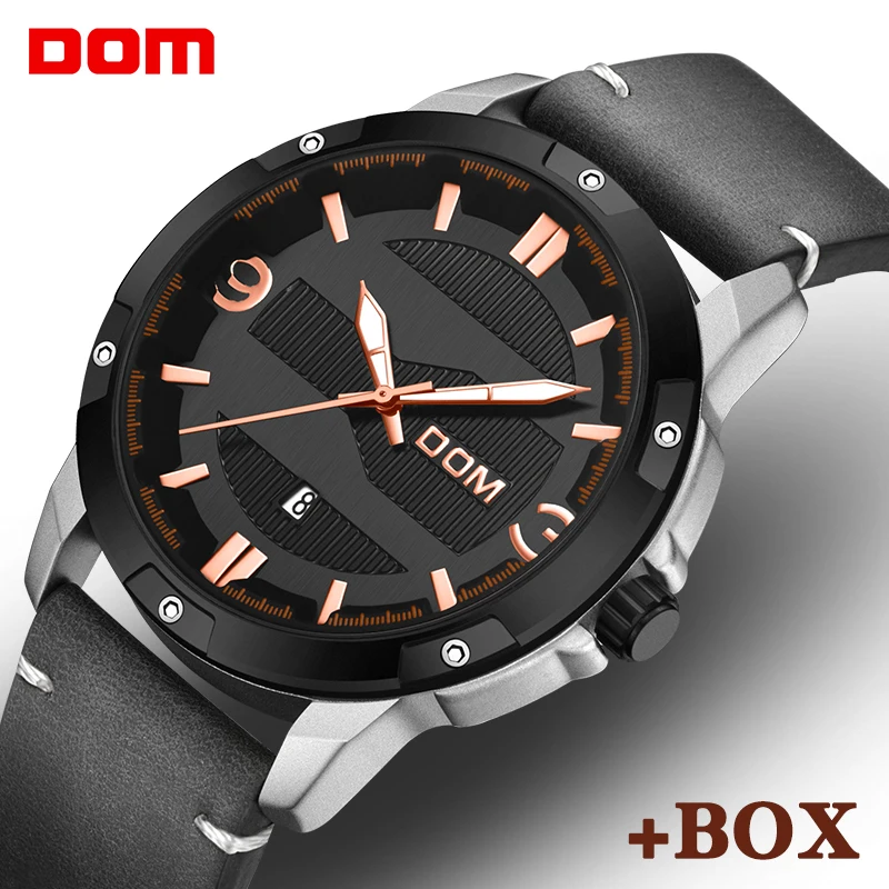 

DOM Casual Mens Military Watches Fashion Sport Watch Men Business Calendar Leather Strap Wristwatch Waterproof Relogio Masculino