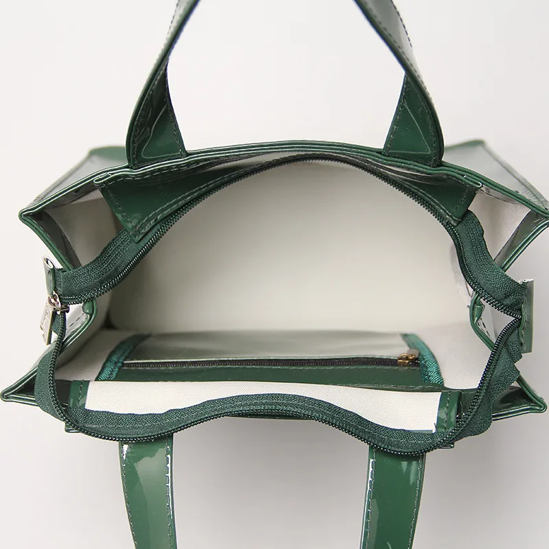 Новая популярная классическая Повседневная Зеленая сумка для покупок из ПВХ
