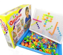 296Pcs Mushroom Nails Jigsaw Puzzle Game Creative Mosaic Pegboard Educational Toys basket Pegboard 296pcs nails sets