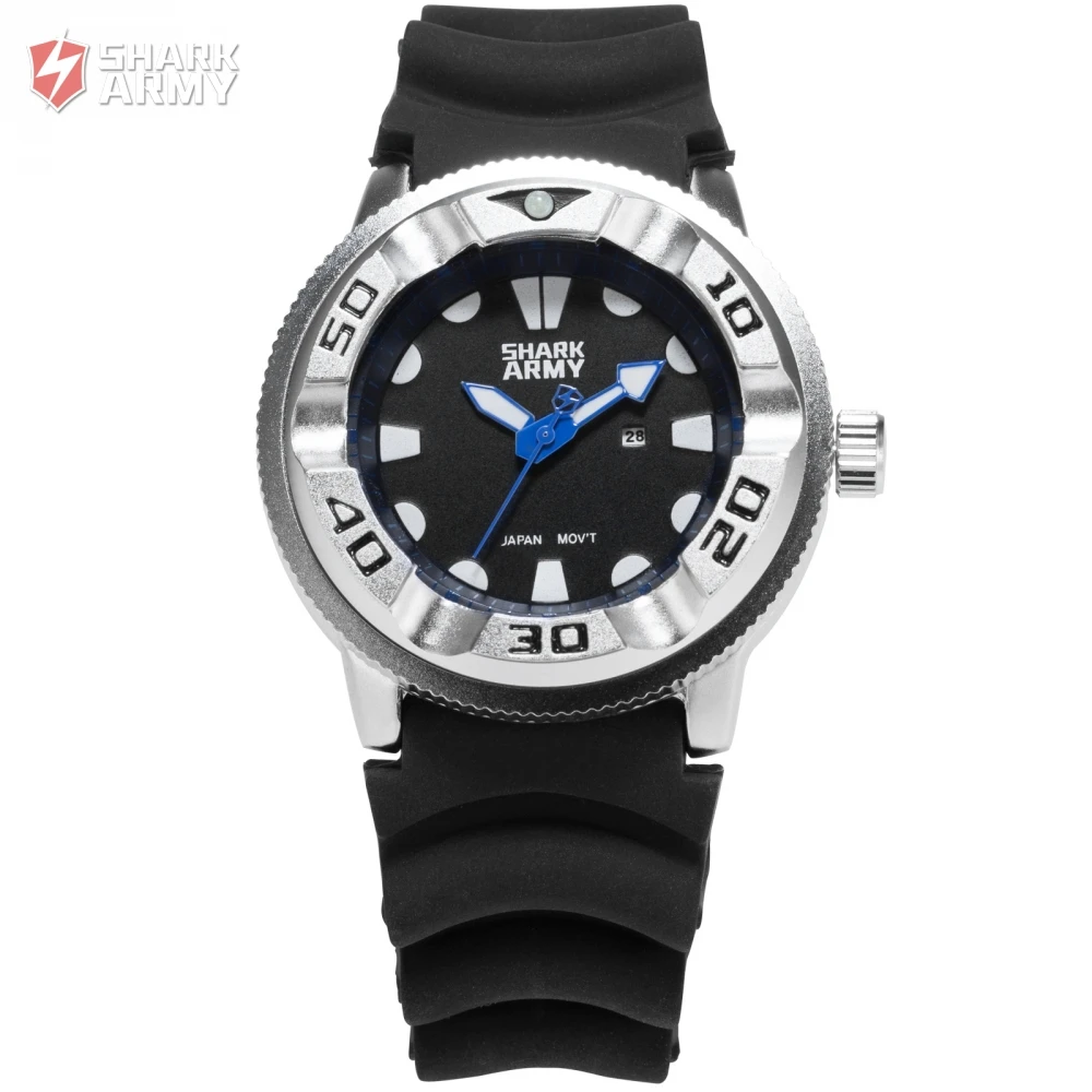 

NEW SHARK ARMY Sports Watches Date Display Silicone Strap Male Military Clock Quartz Luxury Montre Homme Wrist Watch /SAW102