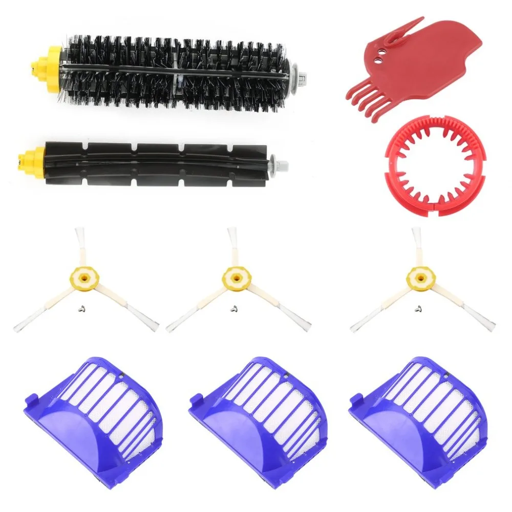 

3 pcs Side Brush 3 pcs Vacuum Cleaner Filter One Rolling Brush Glue Brush Flat Comb Circular For Robot
