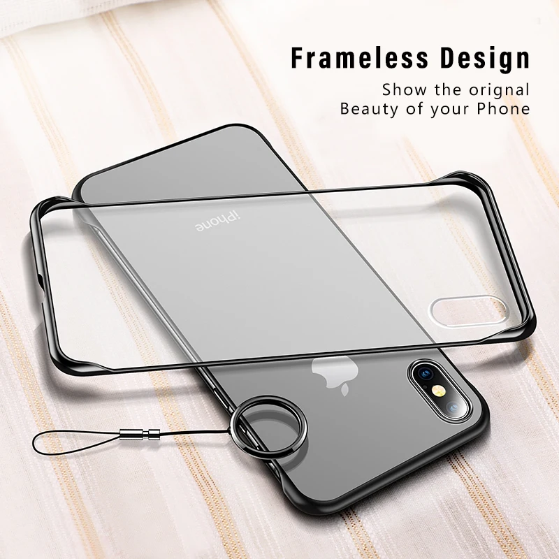 

LOVECOM Luxury Frameless Ring Design Scrub Phone Cases For iPhone 11 Pro Max XR XS Max 6 6S 7 8 Plus X Matte Hard PC Solid Color Back Cover