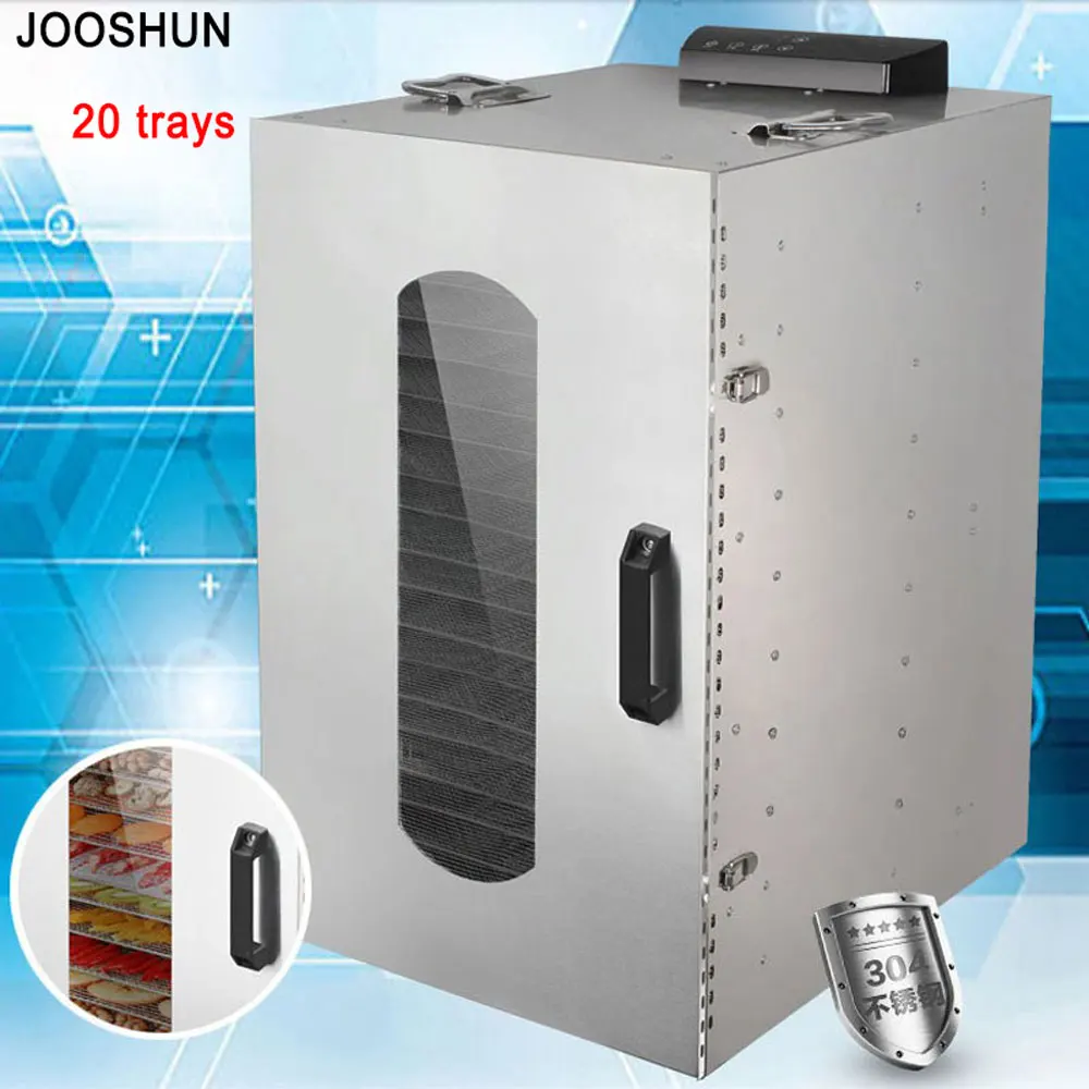 

20 Trays Temperature Time Control Fruit Dehydrator Machine Stainless Steel Dryer for Fruits Vegetables Strong Drying Dehydrator