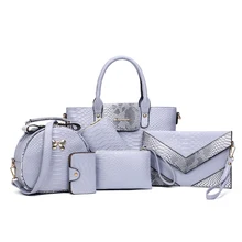 6 Unids/set Mujeres Patrón de Serpentina Bolso Compuesto Bolsas de Diseñador de las mujeres Monederos y Bolsos de Embrague Billetera de Cuero de LA PU Bolsos