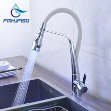 fmhjfisd New Arrival Kitchen Faucet with LED Light Chrome & White Water Taps for Kitchen