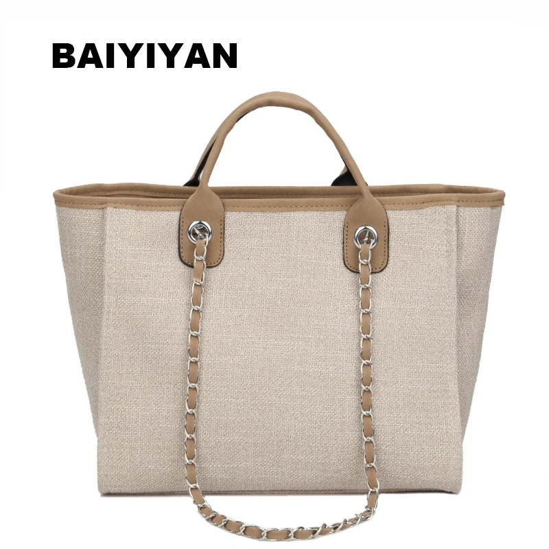 

New Women's Bag Fashion Canvas Large Handbag Chains Shoulder Bags Ladies Big Messenger Bag Shopping Bag