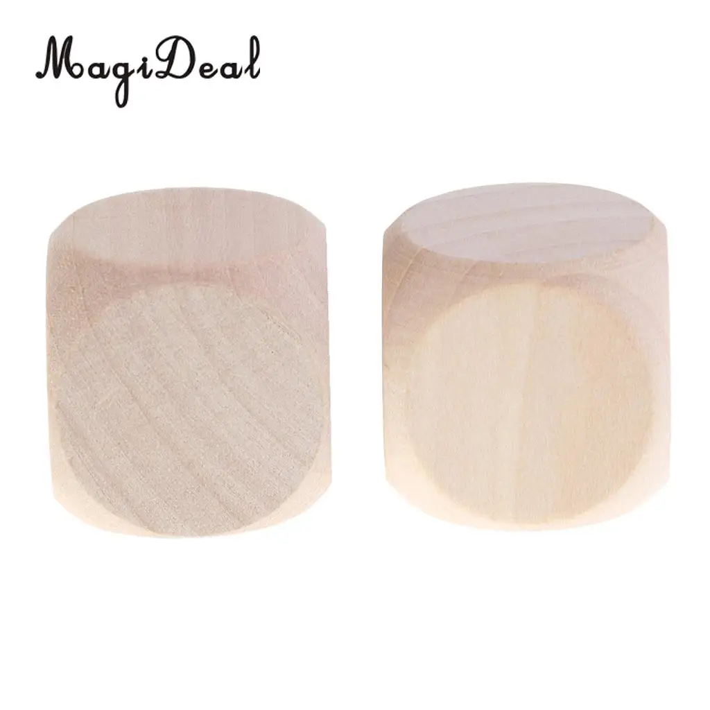 MagiDeal Funny 10Pcs Wood Dice Blank Faces for DIY Decorating Craft Projects Kid Toys Game D6 3cm Entertainment Game Dice Gifts