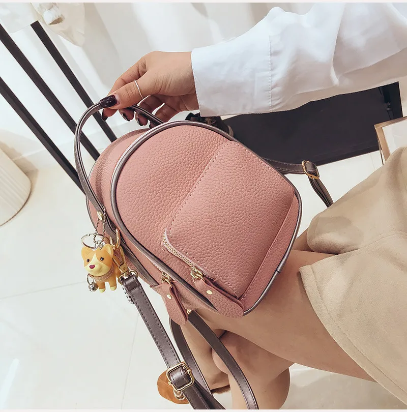 NIGEDU Kpop Women backpack Puppy pendant female shoulder bag small PU leather backpacks for girls teenagers wallets Daypack  (13)