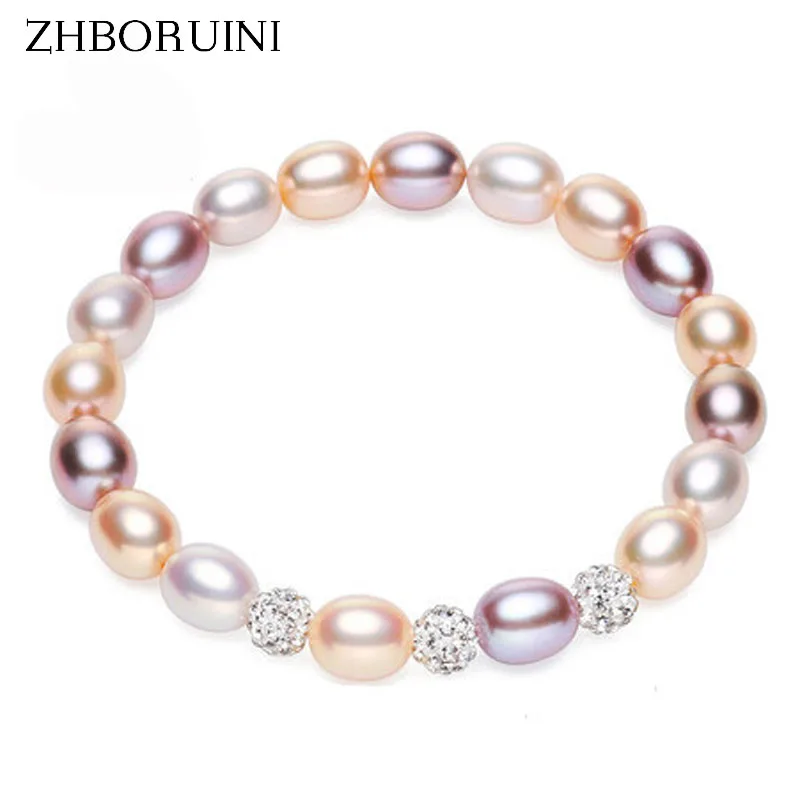 ZHBORUINI Charm Bracelet Pearl Jewelry Natural Freshwater Pearl Crystal