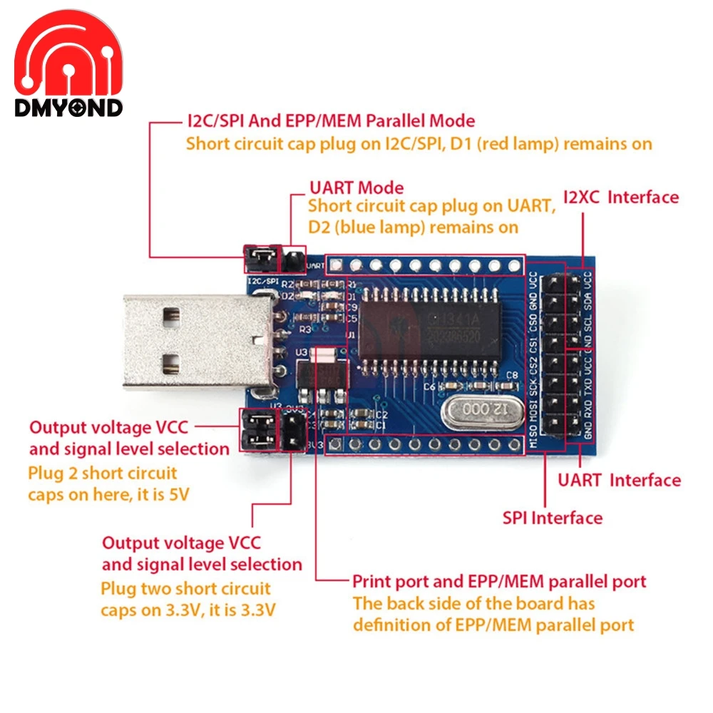 Программист USB для UART IIC SPI I2C Интерфейс CH341A преобразователь параллельного Порты и