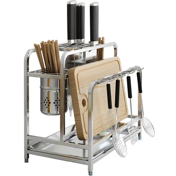 

304 stainless steel kitchen rack free punching chopsticks cage knife kitchen utensils storage rack multi-function rack wx8141042