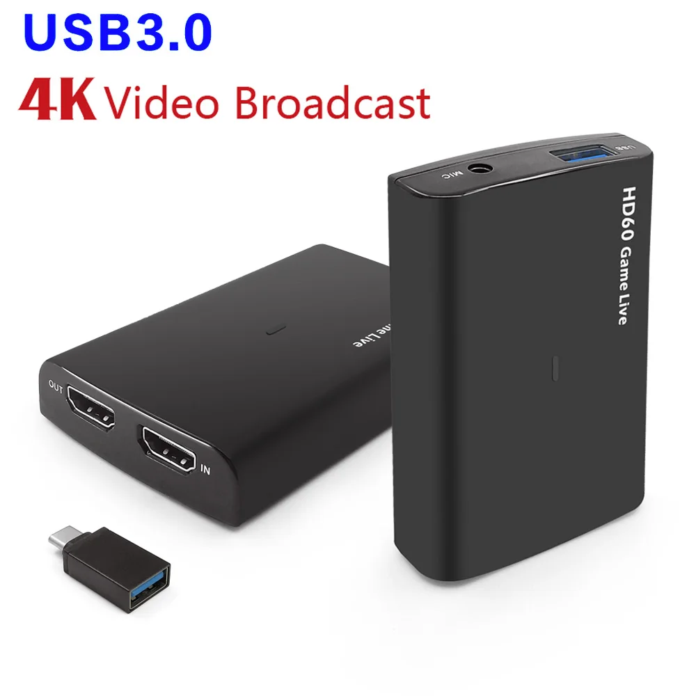 

HDMI Video Capture Card USB3.0 Mic Game Recorder for PS3/4 Xbox TV BOX Twitch OBS Youtube Live Streaming Support 4K 1080P 60fp