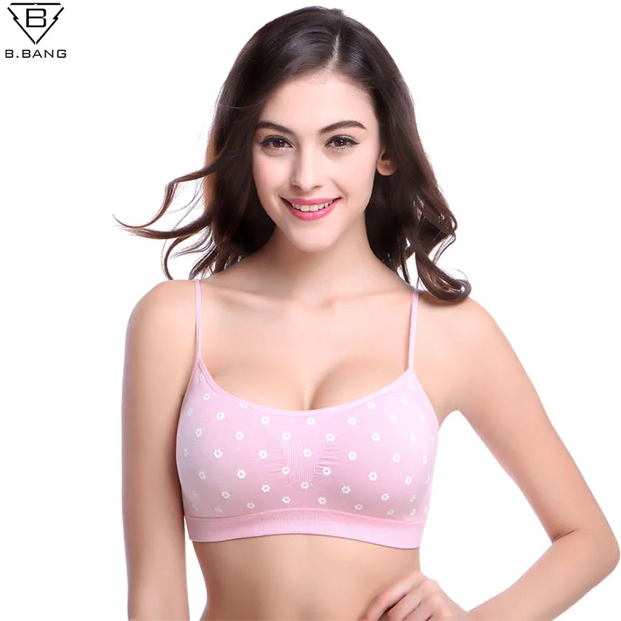 B.BANG Women Sports Bra Wire Free Strappy Bra Crop Tops Sleeping Underwear for Running Fitness Yoga NO PADDED Stretch Bras