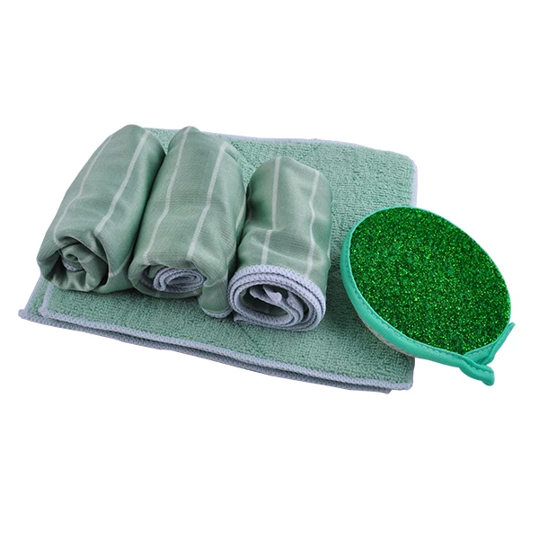 Super Absorbent Dish Cloths with Sponge Pad High Quality Microfiber