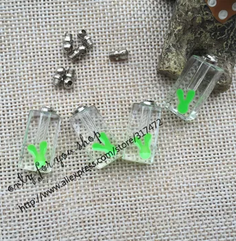 

100pcs Luminous pentagram charm Glass Vial Pendants Glass Purfume Pendant Glass Essential Oil pendant DIY charms Glow in Dark