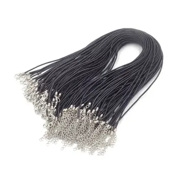 

100pcs Black 2mm Real Leather Necklace Cord For DIY Craft Jewelry 18'' D0010