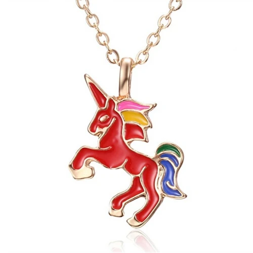 Rinhoo, мультяшное ожерелье единорога, лошади, собачья лапа, слон, нержавеющая сталь, для женщин, мужчин, детей, подарок, животное, подвеска, ожерелье - Окраска металла: horse1